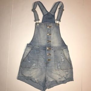 Small Mid rise denim shortalls No Boundaries
